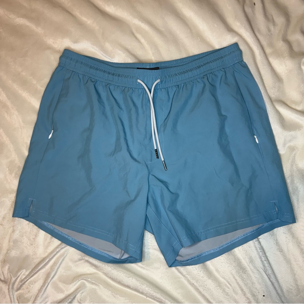 Surf Cuz Men's Blue Hybrid Shorts large liner cut out 5” inseam